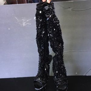 Black sequin heels